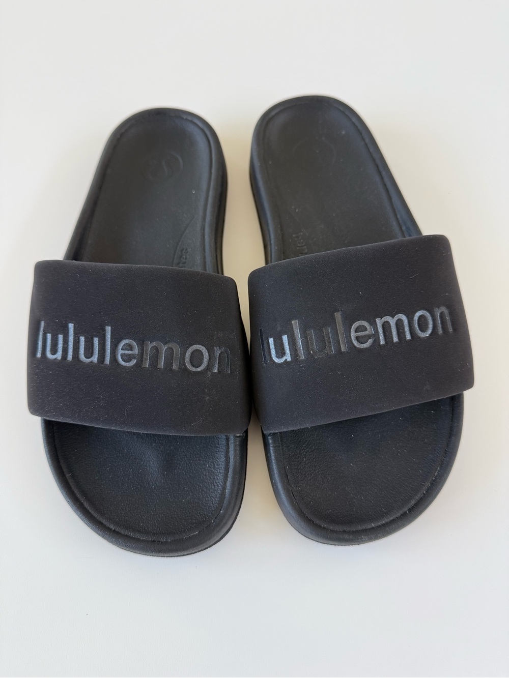 lululemon athletica Black Logo Slide Sandals